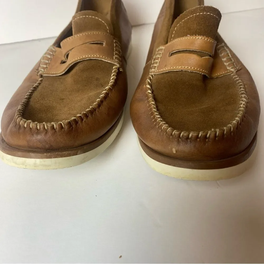 Aston Grey Scadicci Leather and Suede Penny Loafers Size 10.5